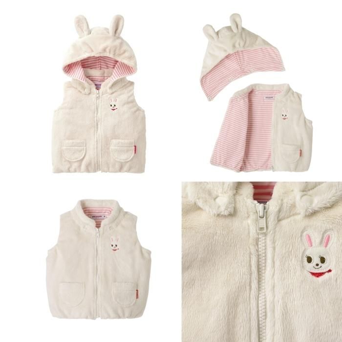 ミキハウス アウトレット ベスト マイクロファー ベビー服 出産祝い プレゼント 子供服 子ども服 送料無料 正規品 キッズ お出かけ 孫 まご 秋用 冬用 男の子 女の子 1歳 2歳 80 90 100 3
