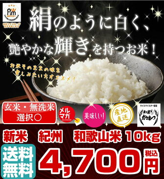 【あす楽】【新米】【送料無料】令和元年産 和歌山米 白米10kg(5kg×2選択可) 【米 10kg 送料無料】【お米 10kg 送料無料】【北海道・沖縄・離島は送料別途必要】 米工房かさまつ 米 お米 玄米