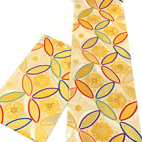 【田中義 振袖袋帯 仕立て上がり】新品 販売 購入 振袖帯 正絹 西陣織 振袖 礼装 フォーマル 正絹 古典柄 成人式 金色 ゴールド 七宝 仕立て込み 絹 仕立て済み 帯 ffo-351