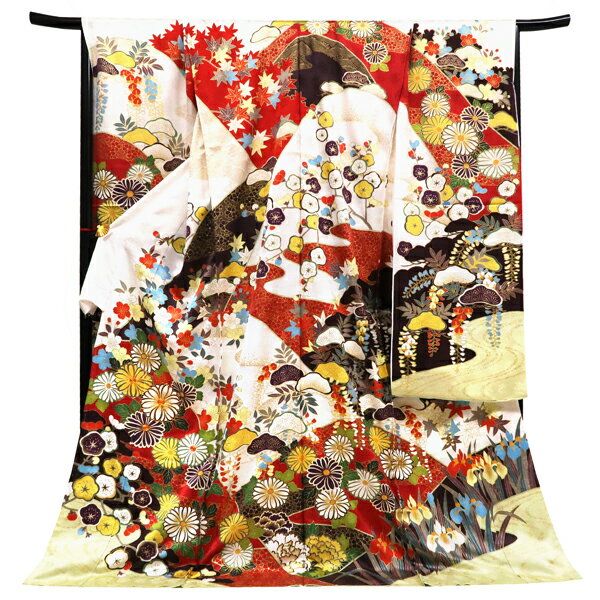 振袖 白 販売 仕立て付き 青柳 友禅 新品 購入 古典柄 菊 梅 正絹 友禅 フォーマル 着物 未仕立て 仕立て込み 礼装 成人式 卒業式 絹 f-514