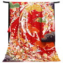 ≪30%OFF/サマーセール≫振袖 赤 販売 仕立て付き 青柳 友禅 新品 購入 古典柄 束ね熨斗 正絹 友禅 フォーマル 着物 未仕立て 仕立て込み 礼装 成人式 卒業式 絹 f-515