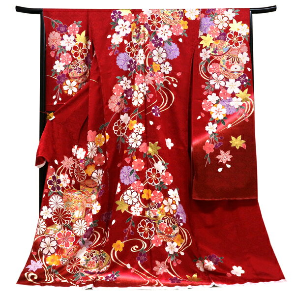 ≪15%OFF/スプリングセール≫振袖 赤 販売 仕立て付き 新品 購入 京友禅 古典柄 貝桶 毬 正絹 フォーマル 着物 未仕立て 仕立て込み 成人式 卒業式 絹 f-533