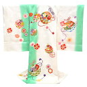 ≪15%OFF/サマーセール≫【産着 女の子 お宮参り】 白 緑 新品 購入 販売 毬 梅 京友禅 金駒刺繍 着物 初着 のしめ 女 宮参り 正絹 仕立て上がり...