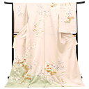 ≪15%OFF/サマーセール≫訪問着 京友禅 仕立て付き ピンクベージュ 新品 販売 購入 八ツ橋 四季花 光悦垣 霞 着物 未仕立て 反物 袷 単衣 正絹 礼装着物 フォーマル 結婚式 絹 h-702