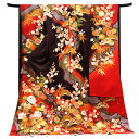 ≪15%OFFクーポンあり≫振袖 赤 ボルドー 仕立て付き 桂由美 関芳 新品 販売 購入 古典柄 御所車 道長取り 松竹梅 四季花 正絹 友禅 フォーマル 着物 未仕立て 仕立て込み 礼装 成人式 卒業式 f-741
