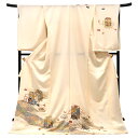 ≪15%OFFクーポンあり≫藤理工芸 訪問着 ベージュ 仕立て付き 京友禅 新品 販売 購入 貝桶 貝合わせ 青海波 古典 着物 未仕立て 反物 袷 単衣 正絹 礼装着物 フォーマル 結婚式 絹 h-786