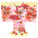 ≪15%OFF/サマーセール≫産着 女の子 黄色 ピンク お宮参り 正絹 京友禅 着物 初着 のしめ 新品 購入 販売 女 宮参り 雲取り 花車 四季花 仕立て...