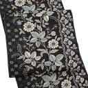 ≪15%OFF/サマーセール≫名古屋帯 正絹 弥栄織物 仕立て付き 黒 唐花 唐草 更紗 スリーシーズン帯 カジュアル 西陣織 新品 購入 販売 単衣 袷 九寸帯 未仕立て 反物 お茶会 仕立て込み 絹 no-533