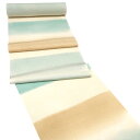 ≪15%OFF/サマーセール≫工芸キモノ野口 小紋 クリーム ベージュ 緑 仕立て付き 正絹 袷 単衣 着物 羽織 コート 新品 購入 販売 未仕立て 反物 カジュアル よろけ縞横段暈し ぼかし グラデーション 野口 絹 仕立て込み k-260