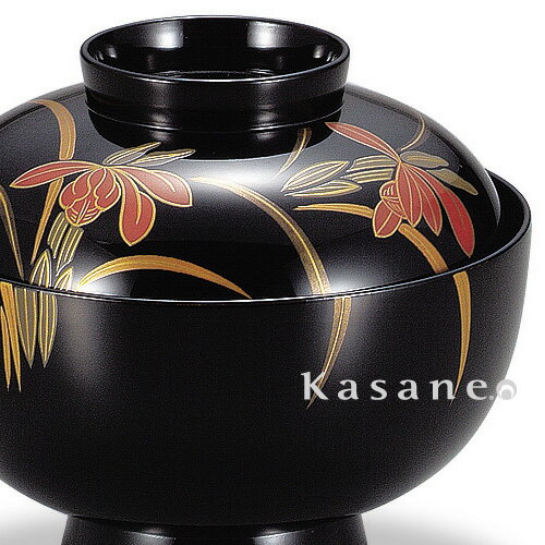 吸物椀 黒 春蘭蒔絵 5客セット 送料無料 日本製 吸い物椀 蓋付 和 お吸物