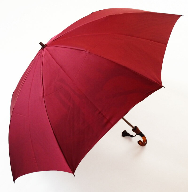 ★二段折畳雨傘【両面 ほぐし織】モンブラン婦人雨傘・折傘　『空港』色：ダークレッド