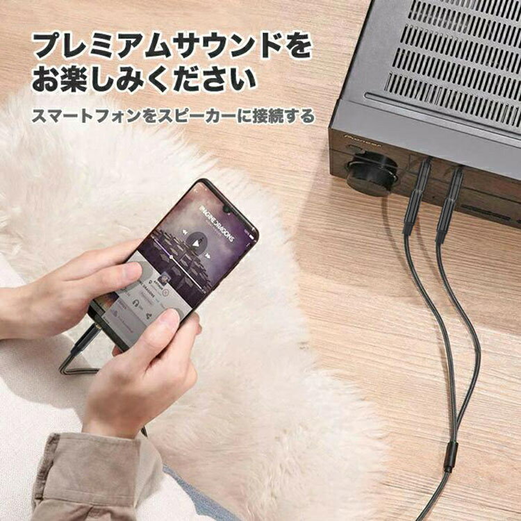 オーディオケーブル 3.5mm to 6.35mm 変換ステレオミニプラグ 2分配 TRS ケーブル ...