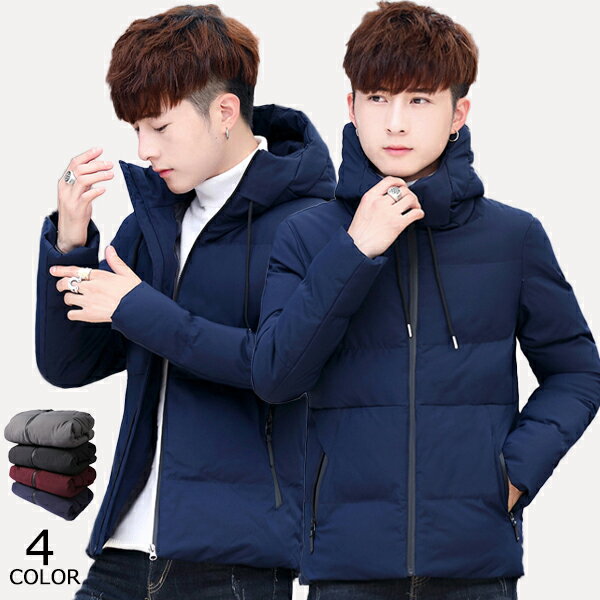 ダウンジャケット メンズ ダウンコート ショート丈 ブルゾン 開襟 白鴨