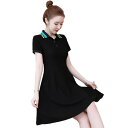 ゴルフウェア ゴルフワンピース ゴルフドレス レディース 女性用 半袖 きれいめ ロング丈 ポロシャツ Aライン トップス カジュアル スウェット 半袖シャツ ...