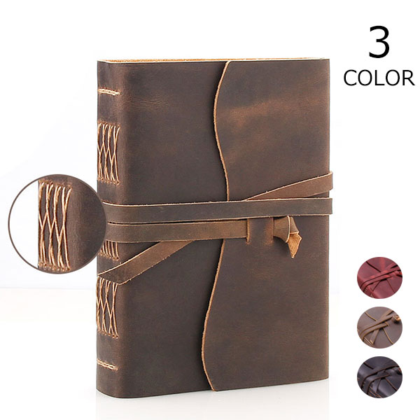 ノートブック 本革 手作り手帳 サイズL システム手帳 高級 レトロ風 レザーカバー 皮革 ノート 旅行日記 ビジネスオフィス用品 旅行 事務用品 ビジネス オ...