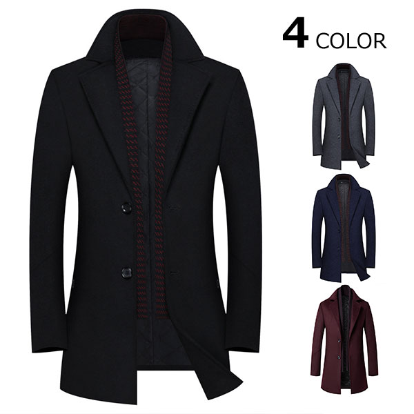 コート メンズ ジャケット チエスターコート メンズ 保温 防風 スプリングコート 厚手 ビジネスジャケット ビジネスコート 通勤 無地 テーラードジャケット ウール混紡 スリム 細身 春 秋 冬