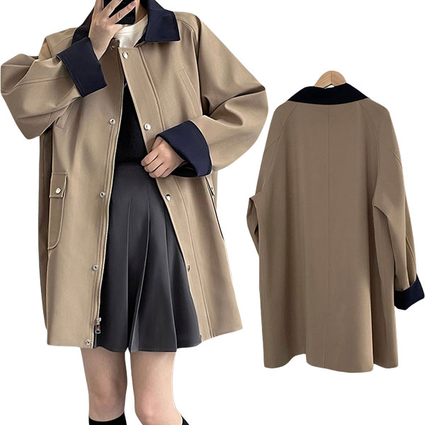 Rakuten - ロングコート アウター レディース チェスターコート トレンチコート 秋冬 秋 冬 暖かい サイドスリット 韓国 韓国ファッション きれいめ 大人 上品 コート ロング ゆったり 大きいサイズ オーバーサイズ オフィス カジュアル