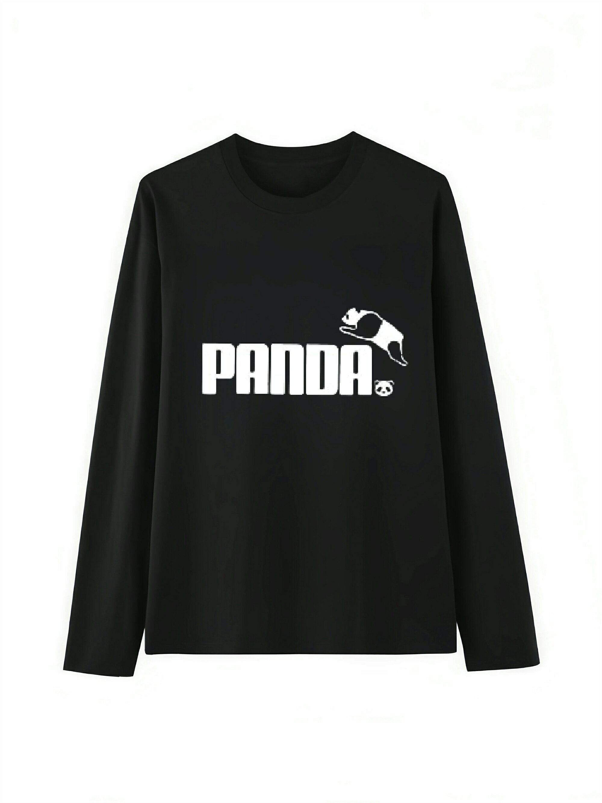 Rakuten - 「PANDA」 Tシャツ 100%コットン ドラゴンクエスト おもしろTシャツ おもしろグッズ ドラゴンクエスト メンズ レディース 面白いパンダグラフィックTシャツ 長袖 洗濯機可 ブラック ネタ パロディ ふざけtシャツ ギャグtシャツ メール便