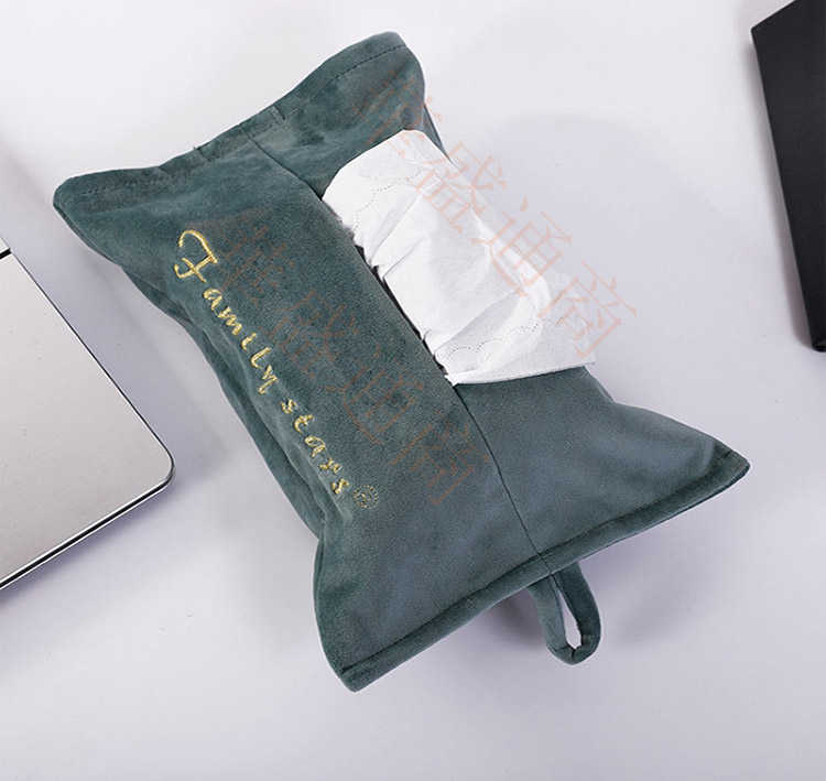 ティッシュBOX ティッシュボックス おしゃれ ビロード ポリエステル ティッシュケース ペーパータオルケース ペーパータオルカバー 雑貨 25X18cm 吊り下げ 壁 掛け ループ付 高級感 お買得! メール便 [3]