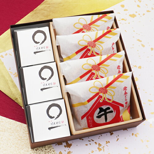 和菓子 MARU3個迎春どら焼き午4個詰合せ お歳暮 干支 午 午年 お年賀 お正月 迎春 ご挨拶 新春 お祝い お礼 お返し お取り寄せ お菓子 詰め合わせ 新年 迎春 詰め合わせ 帰省土産 誕生日 プレゼント 滋賀 老舗 大彌 手作り 琥珀糖 チョコ 令和八年 2026年 高級 新春 即日発送