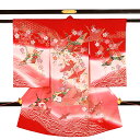 ★大安・土日レンタル可★【レンタル】 お宮参り 産着 祝い着 フルセットレンタル 往復送料無料 安心パック無料 お宮参り着物 掛け着 のしめ 初着 着物 子供着物 女の子 女児 赤ちゃん ベビー よだれかけ 帽子 お祝い 華やか 赤地に鶴としだれ桜 レッド