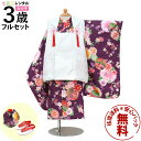 【レンタル】 七五三 着物 3歳 女の子 フルセット レンタル 往復送料無料 安心パック無料 新品足袋プレゼント 七五三レンタル 被布セット 753 三歳 3才 きもの 撮影 前撮り 結婚式 初詣 濃い紫に鞠の白の被布コートセット