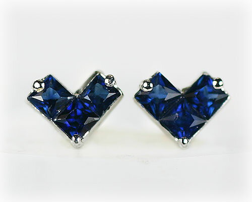 K18WG 0.3ct サファイア ハート ピアス