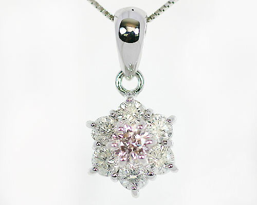 Rakuten - K18WG　0.4ct　ダイヤモンド　ピンクダイヤモンド　7ストーンフラワーペンダント