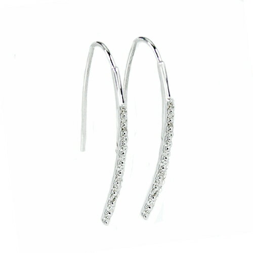 スマートなフォルムとラグジュアリーなダイヤモンドの煌きで魅せる、エレガントでスタイリッシュな存在感。美シルエットですっきりと知的な華やぎを与えます　K10/WG　0.3ct　ダイヤモンドピアス