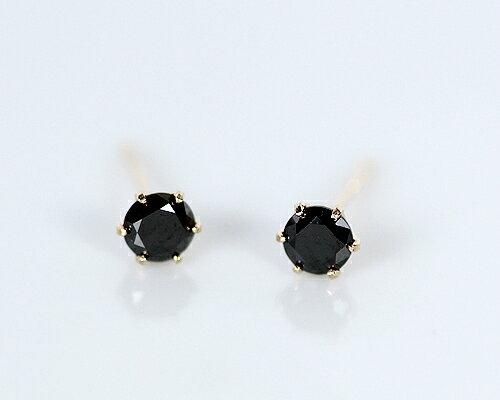0.3ct 1粒 ブラック ダイヤモンド ピアス K18　18金ゴールド スタッド