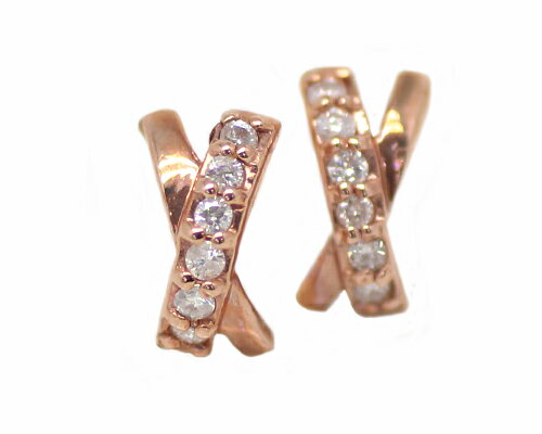 Rakuten - K18 YG/WG/PG 計0.1ct ダイヤ　デザインピアス