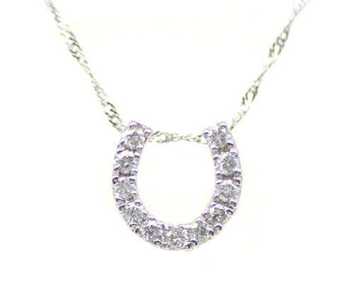 Rakuten - K18 WG PG 計0.1ct ダイヤ 馬蹄 ペンダント