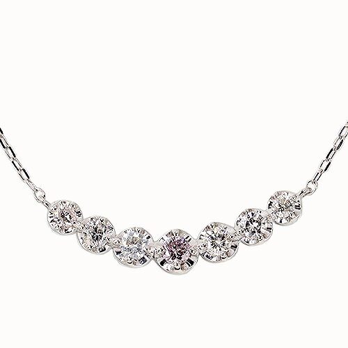 Rakuten - 0.3ct 天然ピンク ダイヤ ライン ネックレス K18WG ホワイトゴールド