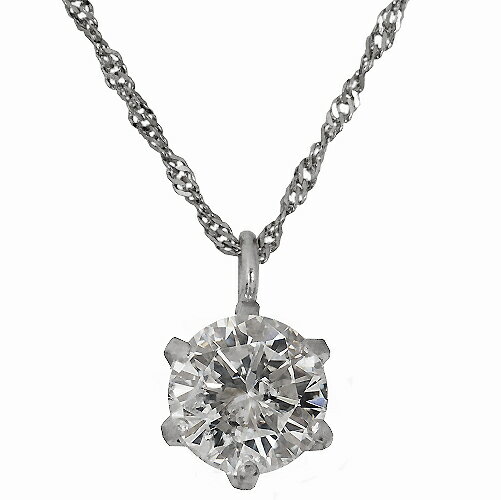 Rakuten - 0.45ct ダイヤ プラチナ ペンダント 6爪 1粒 天然ダイヤ スクリューチェーン Pt850 ネックレス Pt999 鑑別書
