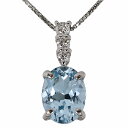 1.0ct アクアマリン オーバル ペンダント 計0.03ct 天然ダイヤ プラチナ pt900 ネックレス ベネチアンチェーン 45cm フリーアジャスター 鑑別書