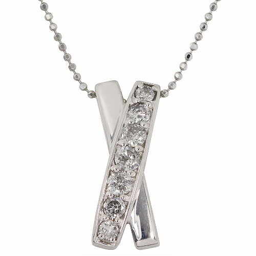 Garnet - 0.5ct ダイヤ クロス ペンダント silver シルバー ネックレス カットボールチェーン 7ストーン