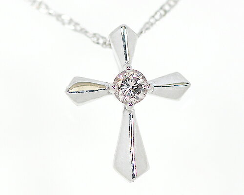 Diamond - K18WG　0.05ct　ピンクダイヤモンドクロスペンダント