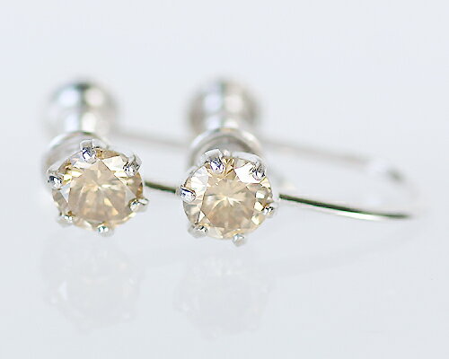 K18/WG/PG 0.4ct ブラウンダイヤモンドイヤリング