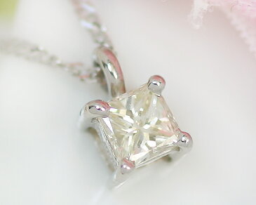 プラチナ 0.15ct プリンセスカット ダイヤモンド ペンダント