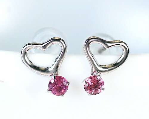 K10WGピンクトルマリンハートピアス