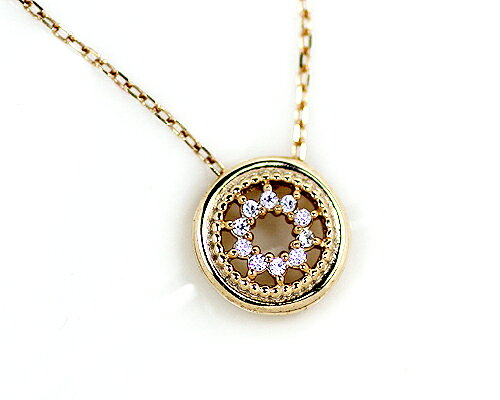 Rakuten - K10/WG　0.05ct　ダイヤモンドサークルペンダント