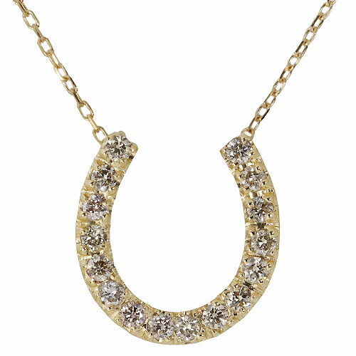 Rakuten - 0.2ct ダイヤモンド 馬蹄 ペンダント 天然ダイヤ 18金 ネックレス レディース K18 ゴールド あずきチェーン ホースシュー 幸せ お守り ハッピー