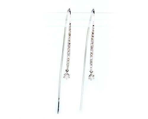 Rakuten - K18WG 0.24ct ダイヤモンド チャーム ピアス