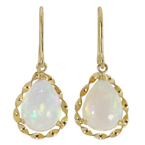 Rakuten - 1.3ct オパール ペアシェイプ カボション ピアス K18 ゴールド スタッド 18金