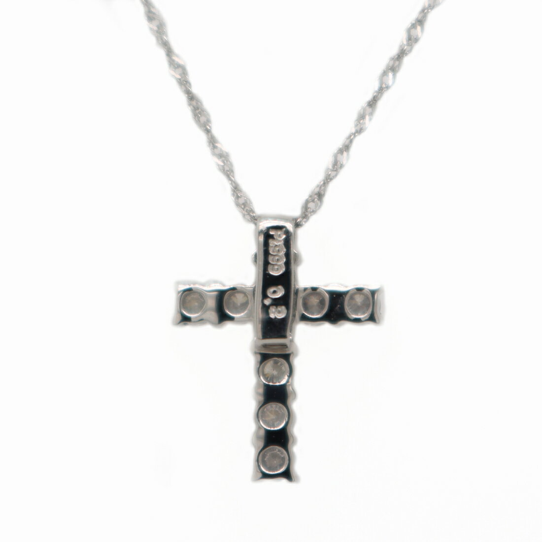 純プラチナ　プラチナ　0.2ct　ダイヤモンド　クロス　ペンダント　純プラチナ台　スクリューネックレス　Pt999