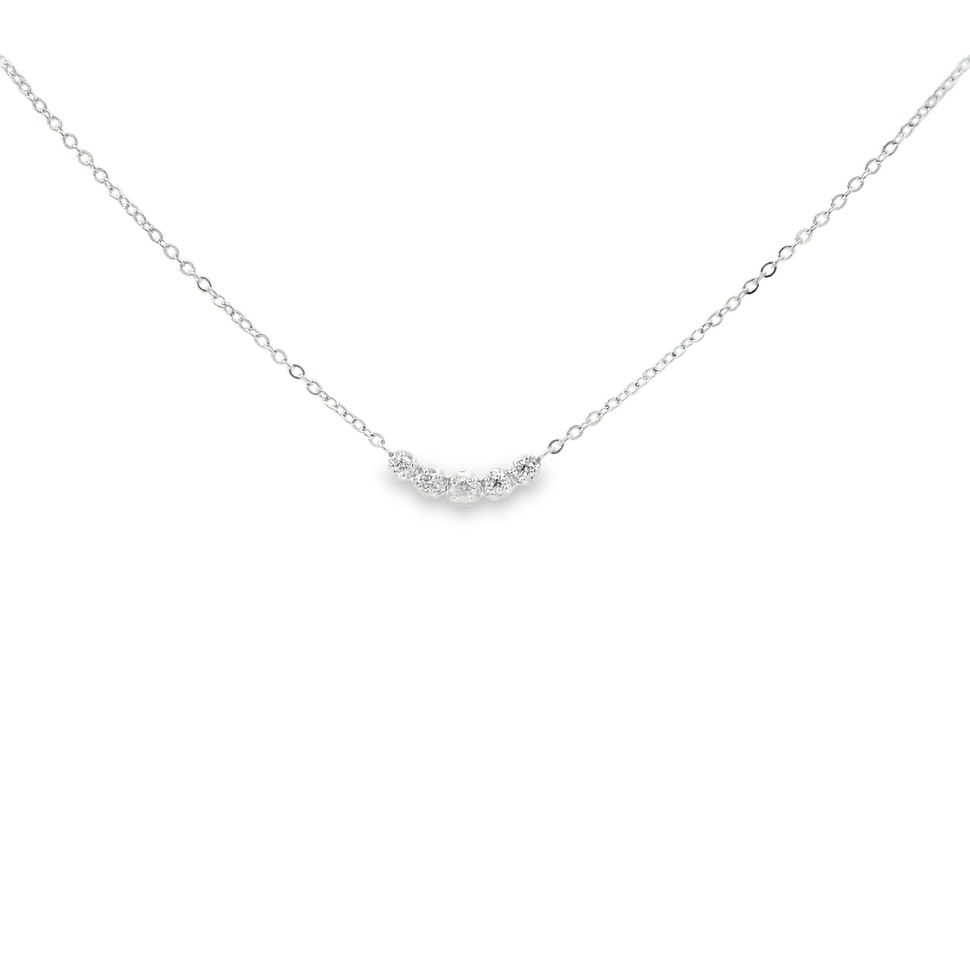 Rakuten - 【日本製】ダイヤモンドペンダント 0.1ct（シャンパンカラー・5石）｜Silver925台座｜45cmアジャスター付きチェーン｜上品カーブデザイン｜ケース付き