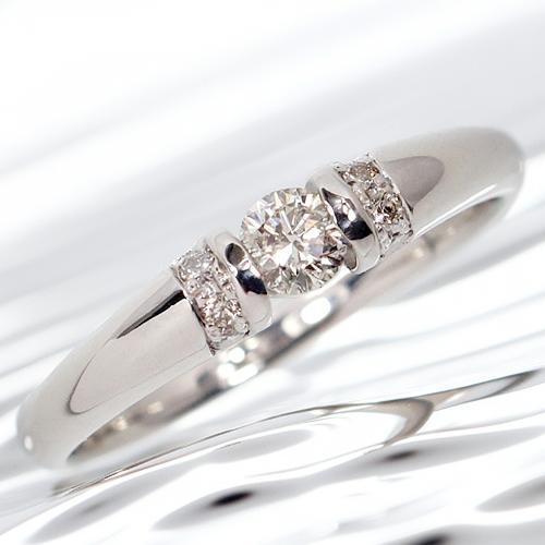 Rakuten - 0.28ct ダイヤ デザイン リング K18WG 18金ホワイトゴールド