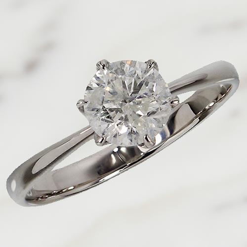 1.0ct　プラチナ ダイヤモンド 6爪 リング　(Hカラー・I1クラス・Fairカット)　鑑定書 エンゲージリング 婚約指輪 ダイヤ 指輪 天然ダイヤ 結婚 婚約 女性用 レディース ブライダルジュエリー ファッション