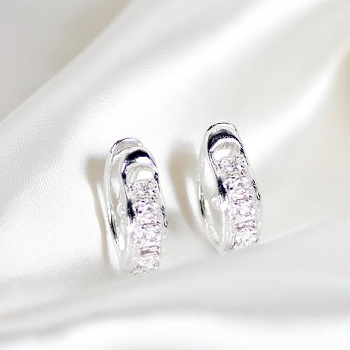 银 - 0.1ct ダイヤモンド シルバー イヤリング クリップ