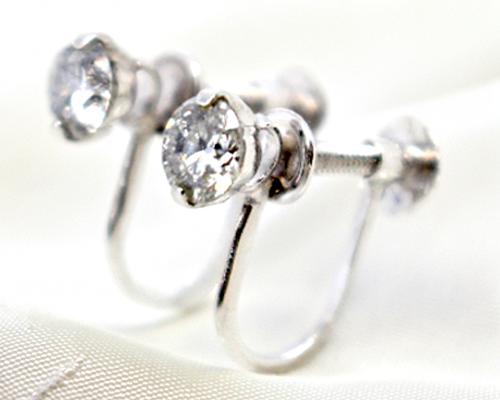 Pt900 0.5ct ダイヤ 一粒イヤリング